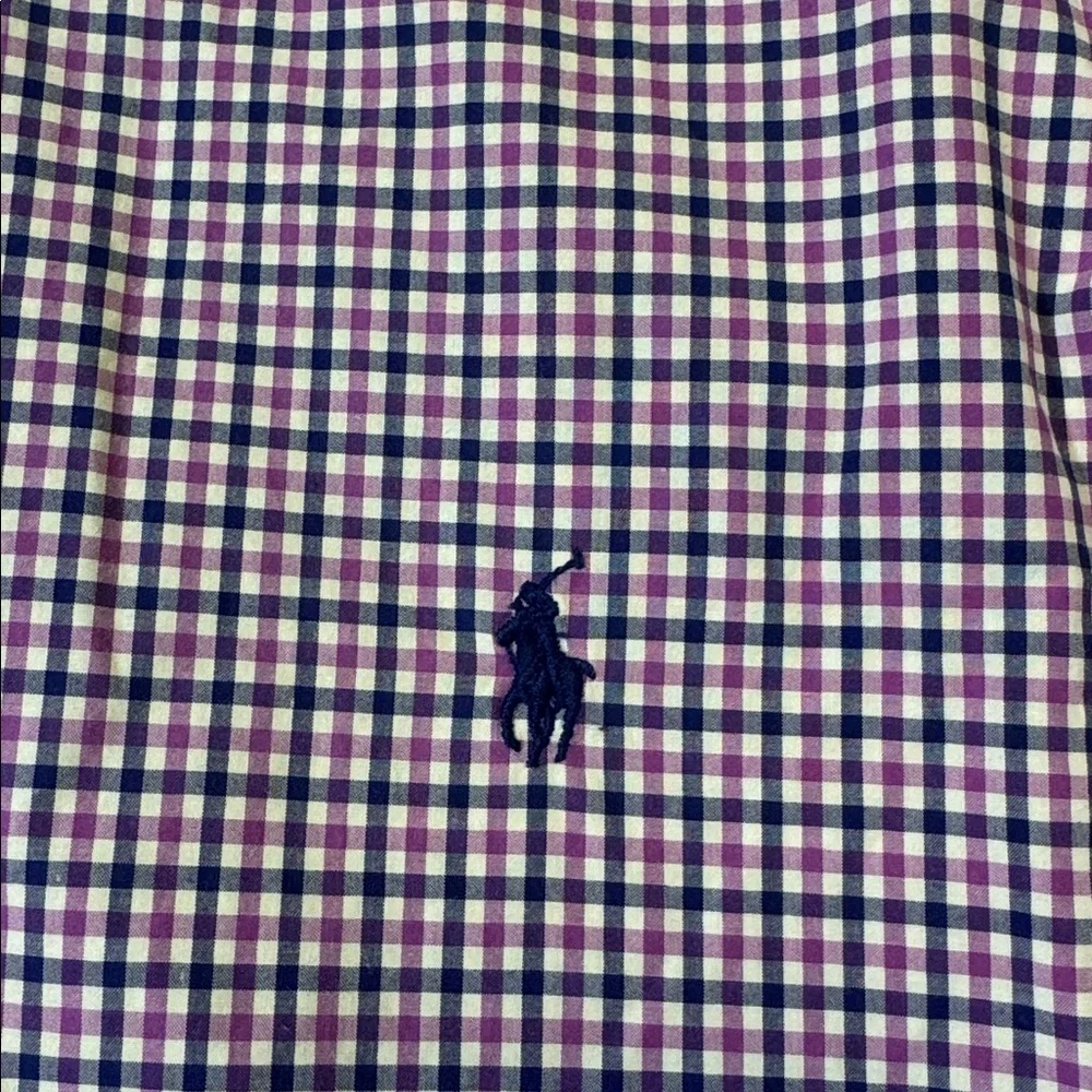 Polo Ralph Lauren men 2XLT Tall purple blue check gingham button up casual shirt